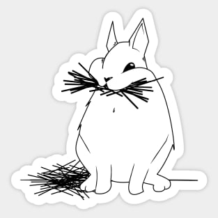 Chonky bunny eating hay Sticker